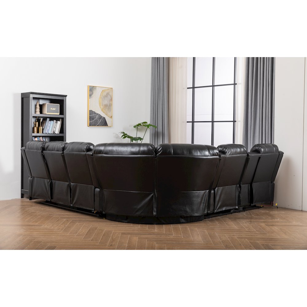 Donivi LED Faux Leather Reclining Sectional. Picture 5