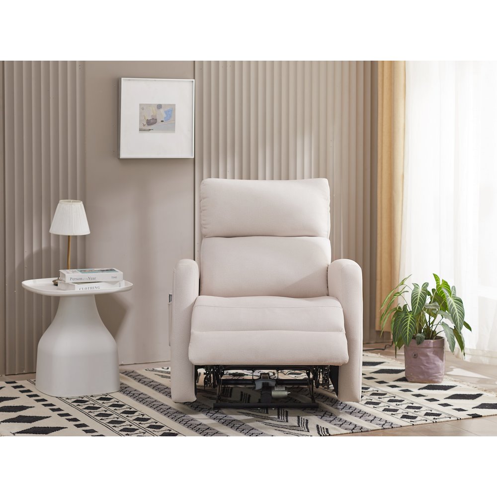 Kingway Arindel Fabric Power Recliner With USB in Beige. Picture 2