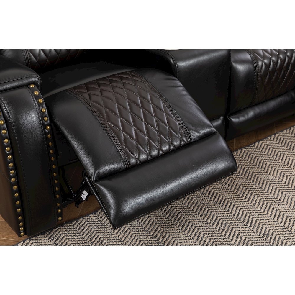 Ilia Two Tone Faux Leather Power Reclining Sectional with Console  & Cup Holder. Picture 6
