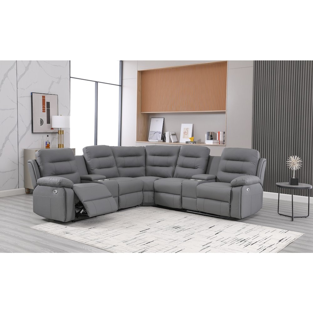 Modern Reclining Sectional Sofa with Cup Holders & Storage. Picture 1