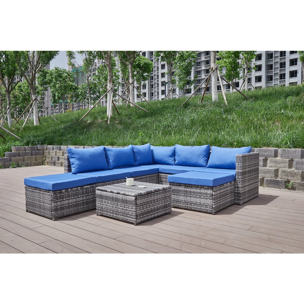 101'' Wicker Outdoor Patio Sectional. Picture 13