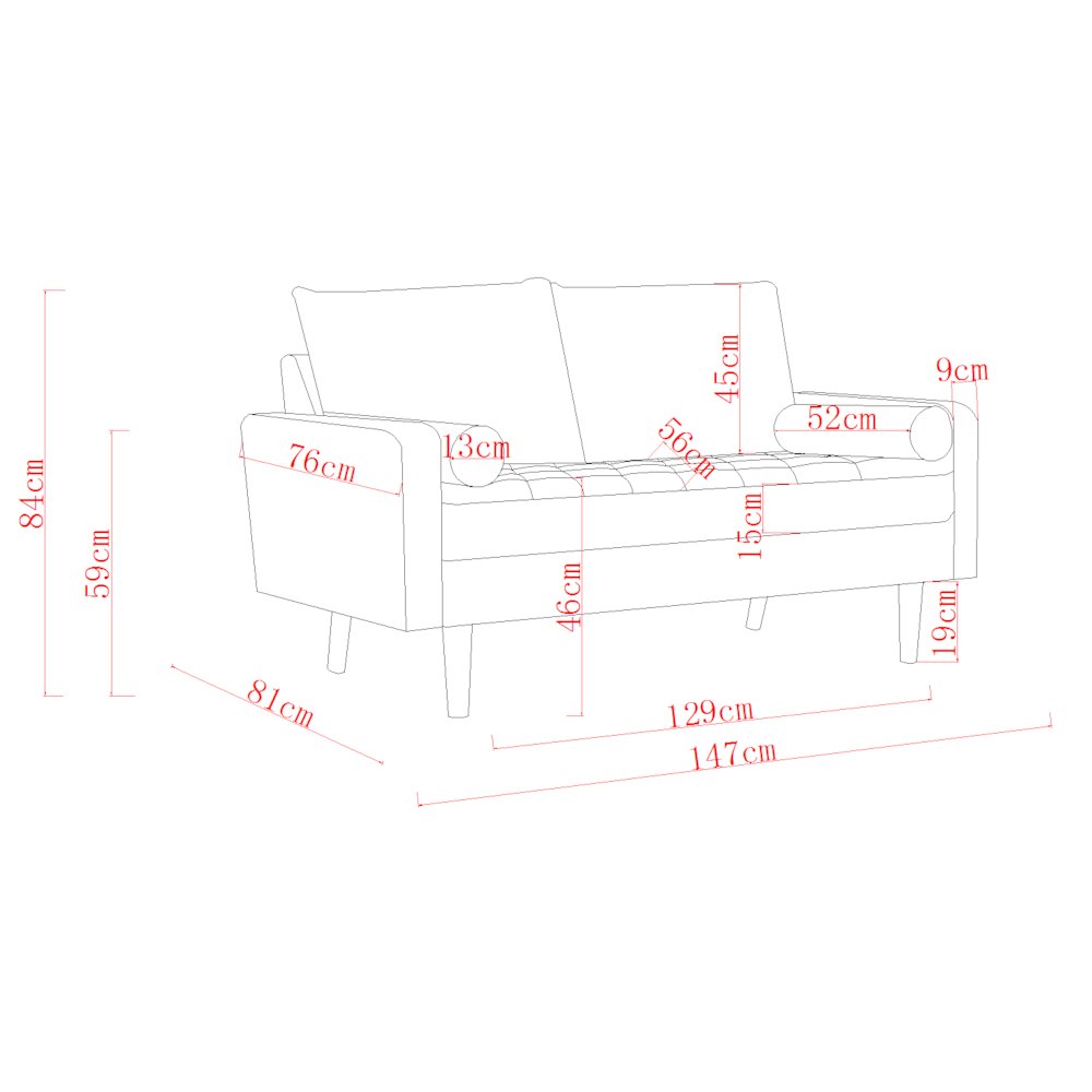 Mierei Square Arm Living Room Loveseat. Picture 7