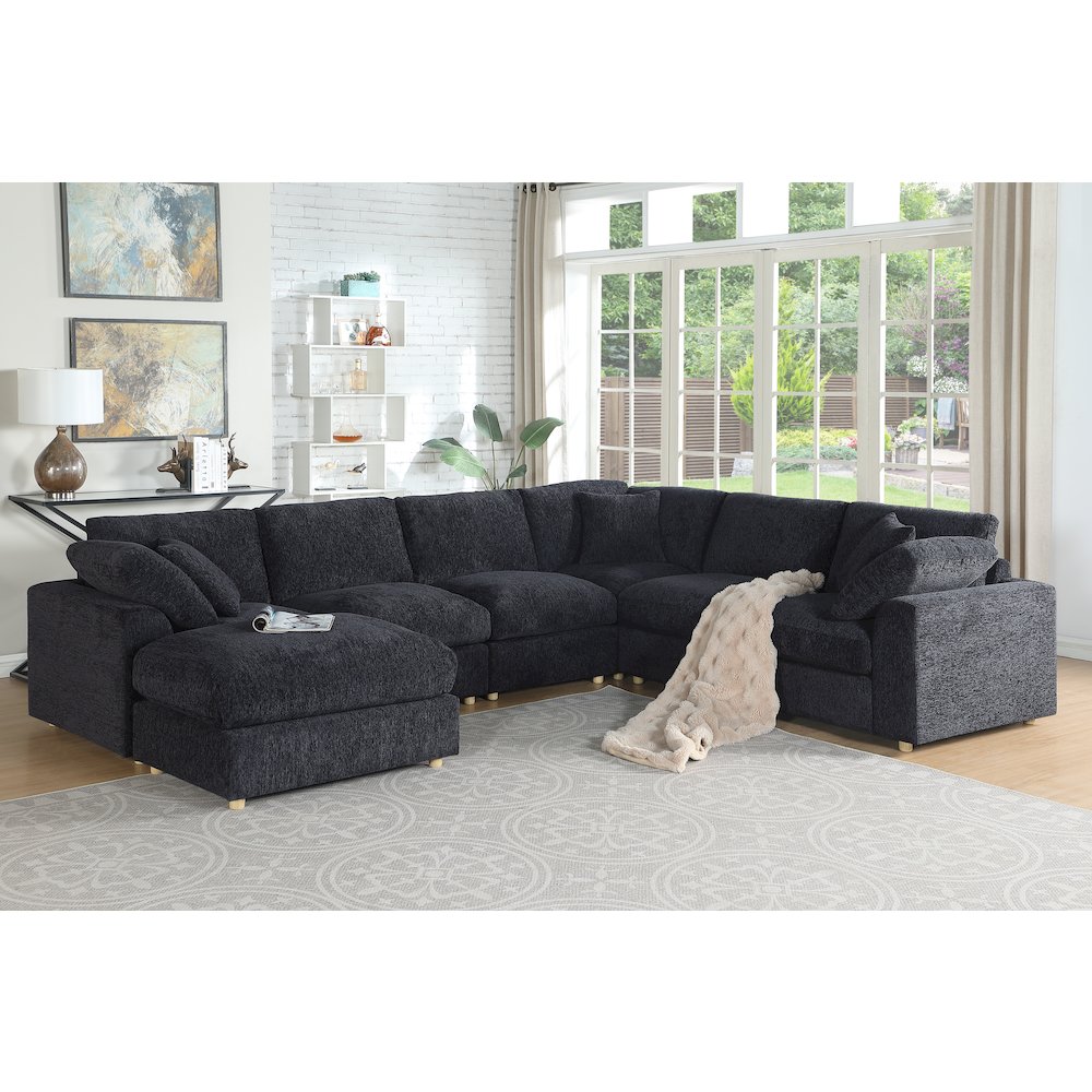 Luxury L-Shaped Modular Sectional Sofa with Ottoman. Picture 3