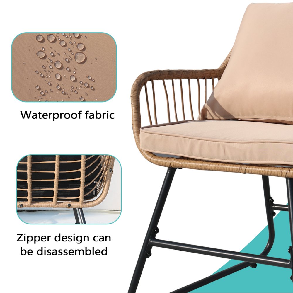 4-Piece Wicker Patio Conversation Set with Cushions - Outdoor Seating for 4. Picture 4