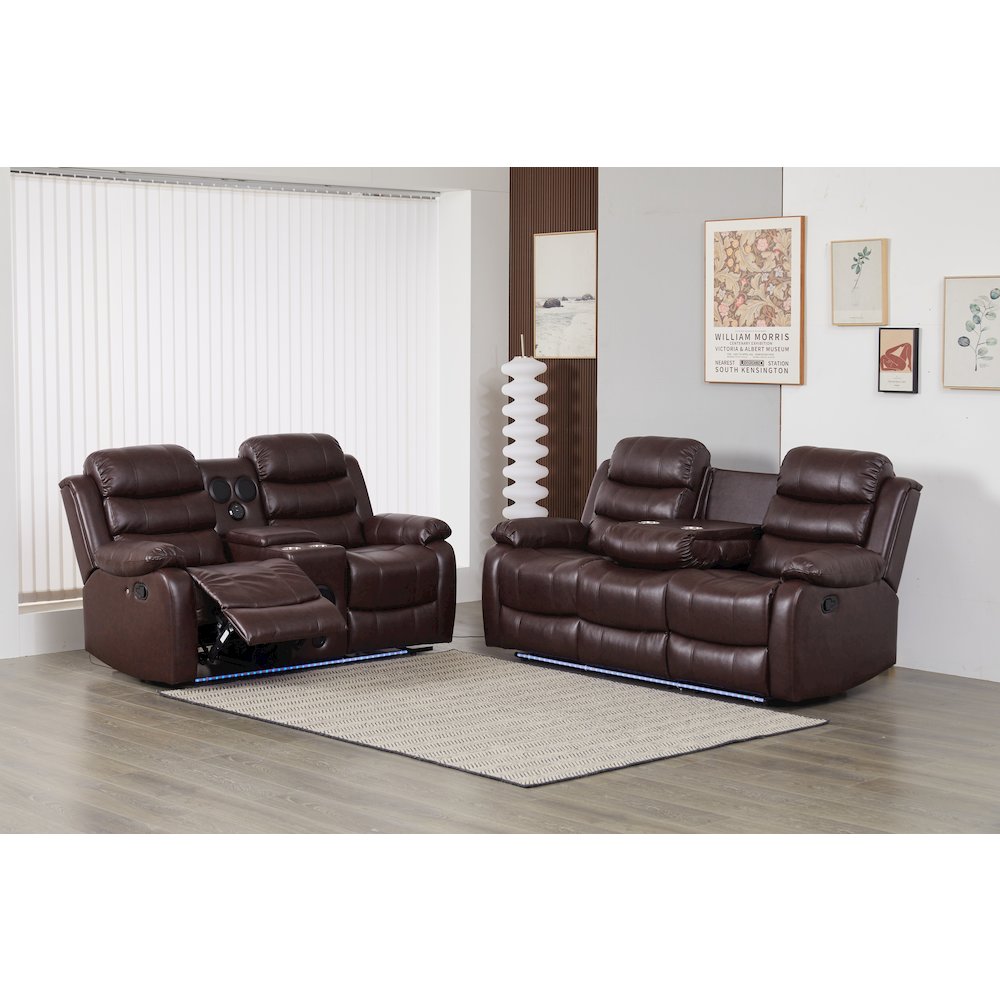 Faux Leather Manual Reclining Sofa Set – 2-Piece Home Theater Seating. Picture 1
