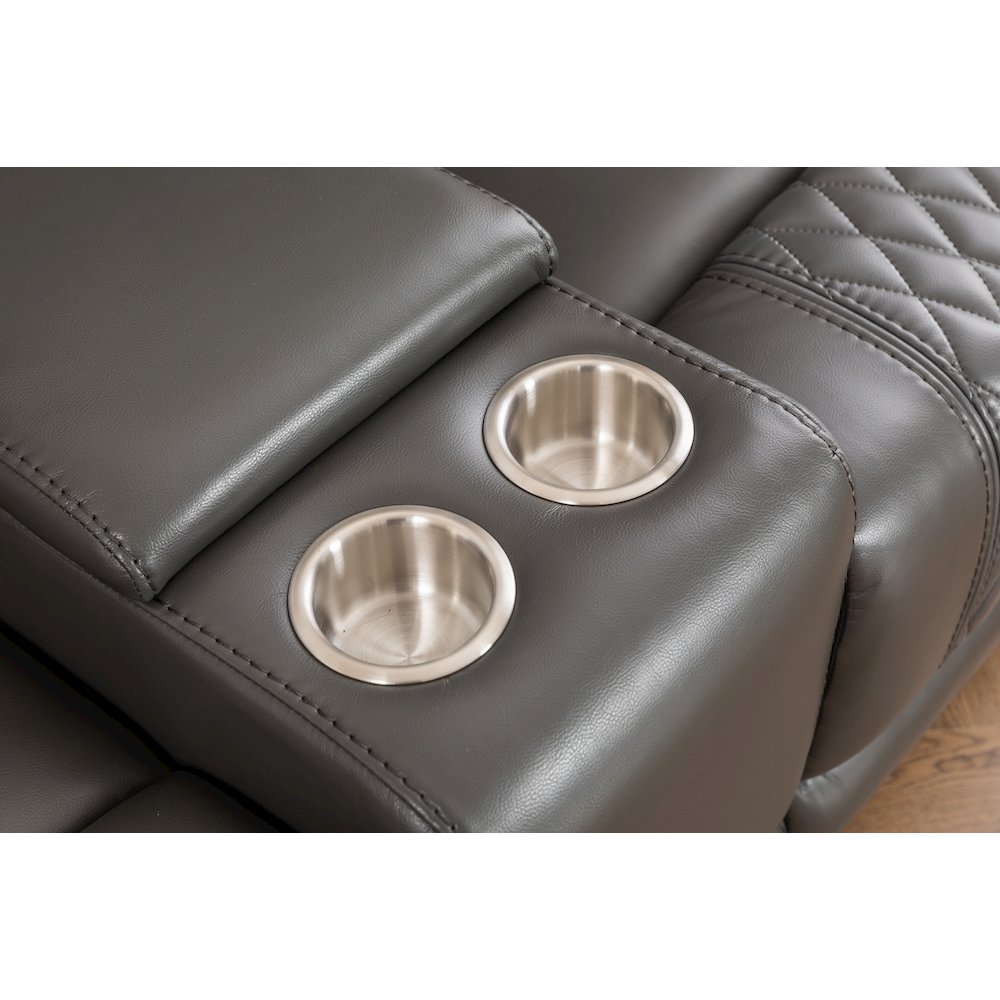 Ilyiano Two Tone Faux Leather Livingroom Reclining Loveseat In Gray. Picture 6