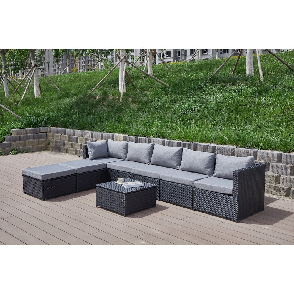 101'' Wicker Outdoor Patio Sectional. Picture 10
