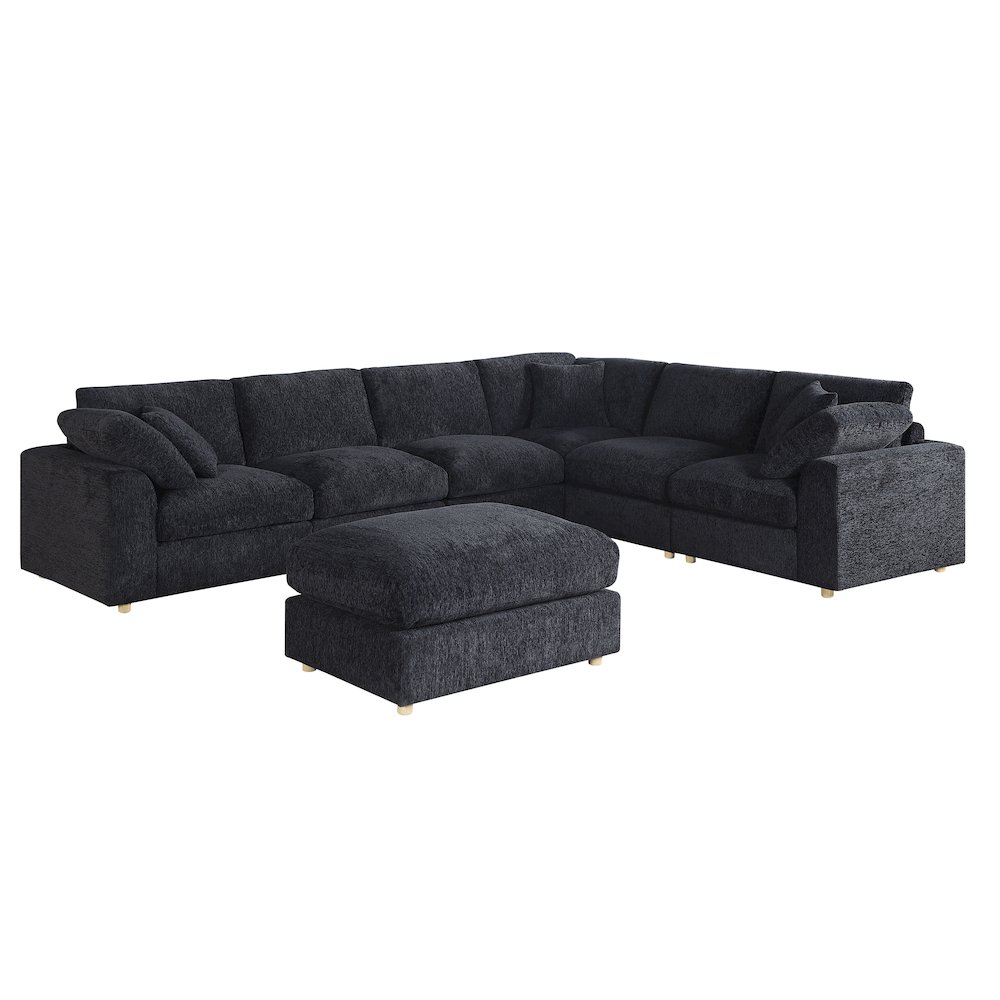 Luxury L-Shaped Modular Sectional Sofa with Ottoman. Picture 2