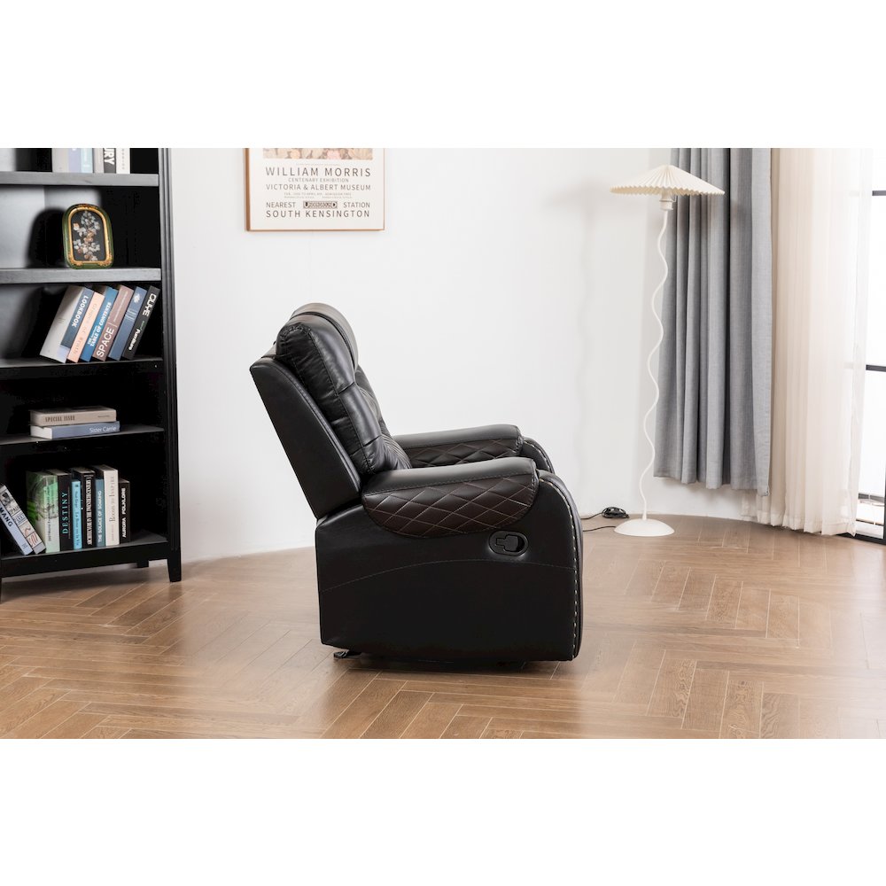 Ilyiano Two Tone Faux Leather Rocker Recliner In Black. Picture 4