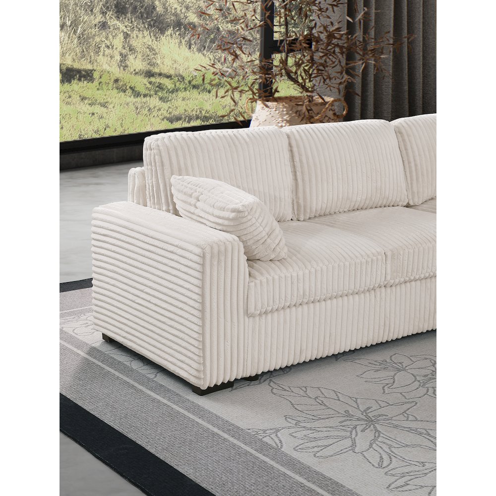 Oversized Upholstered Corduroy Sleeper Sectional Sofa With Storage Chaise. Picture 6