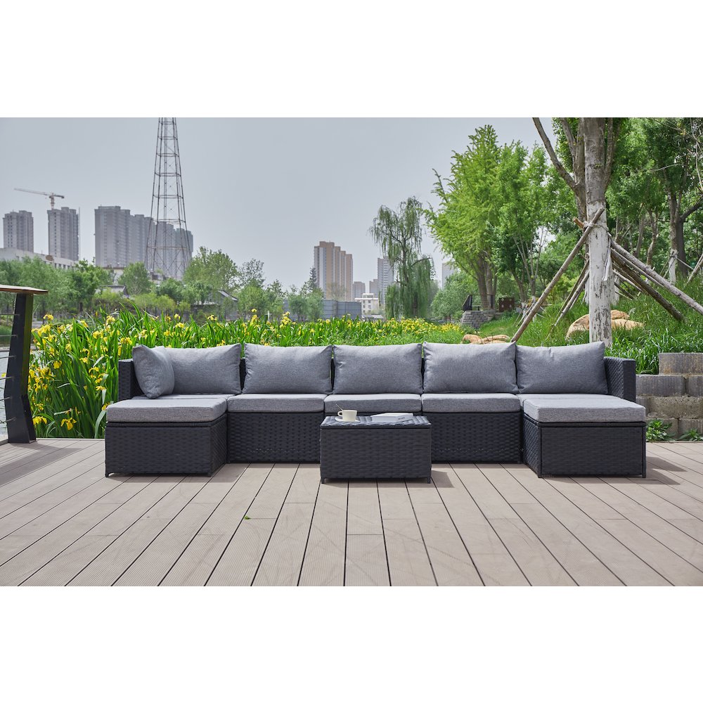 101'' Wicker Outdoor Patio Sectional. Picture 6