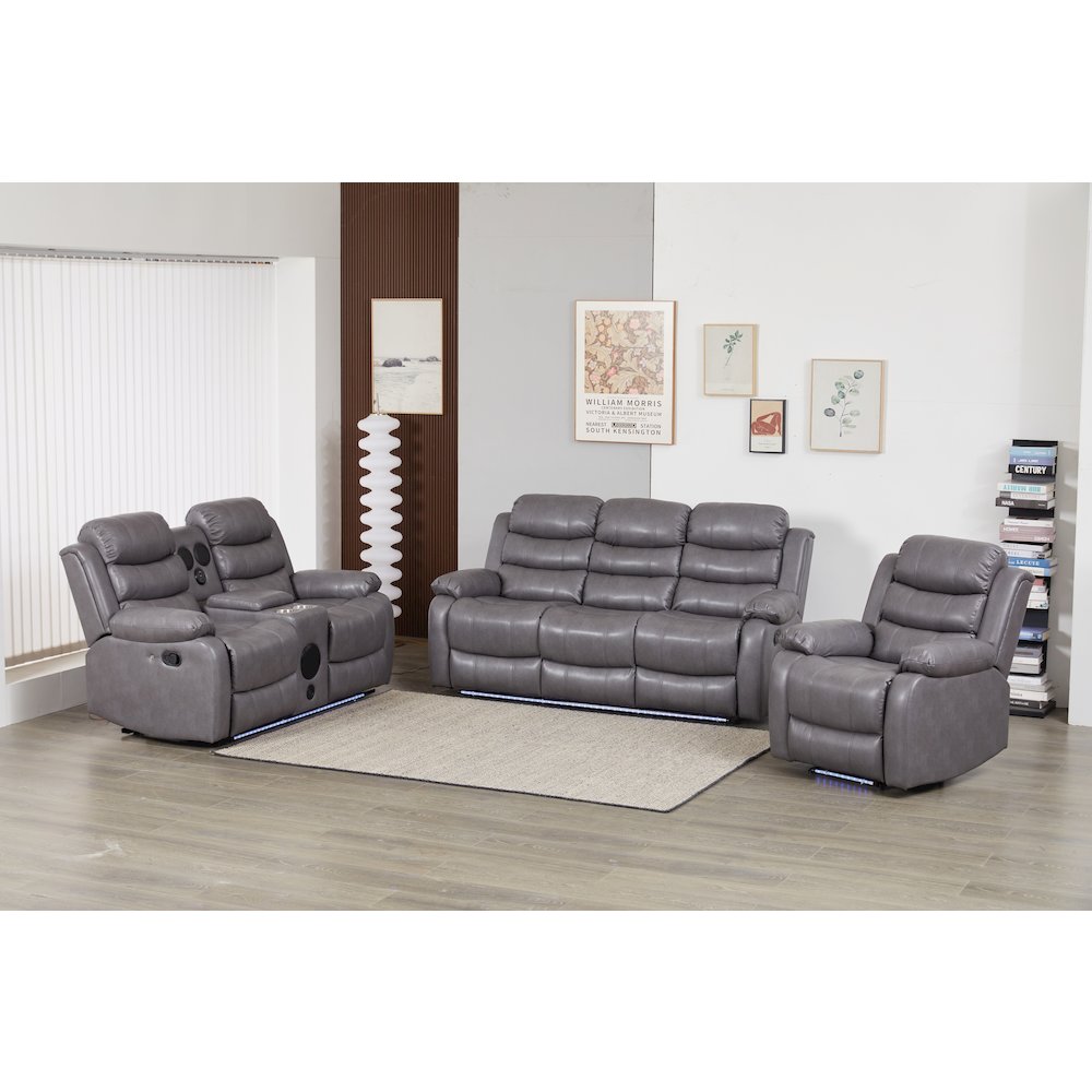 Faux Leather Manual Reclining Sofa Set – 3-Piece Home Theater Seating. Picture 1