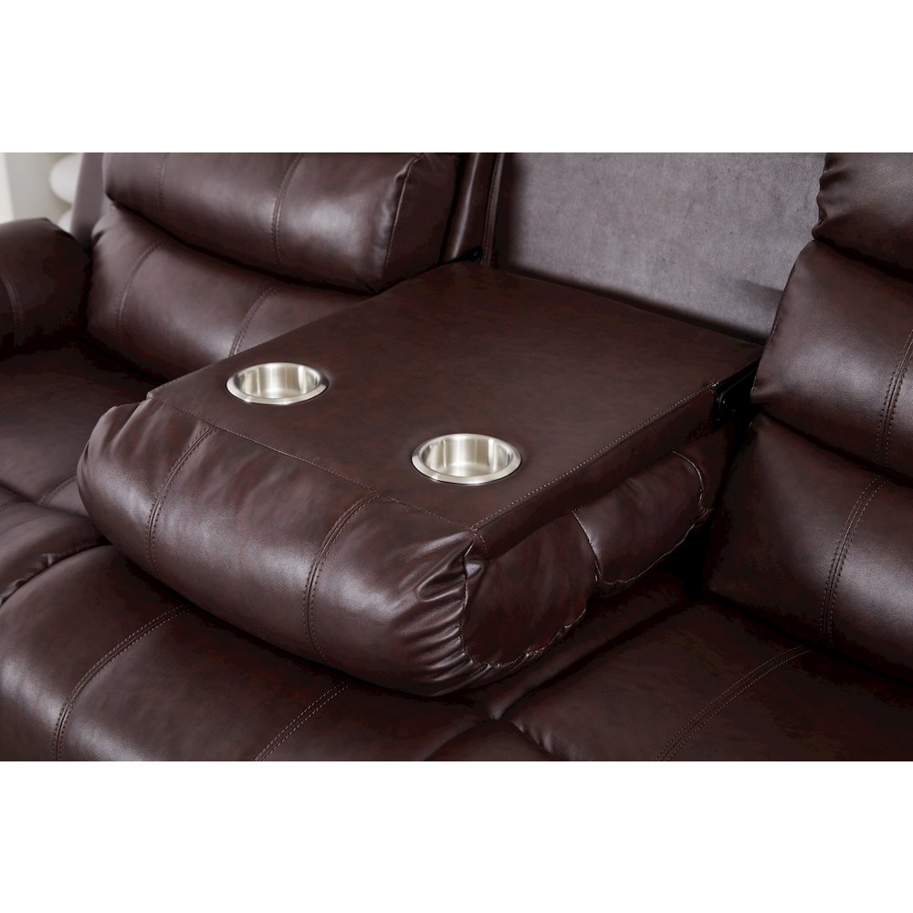 Faux Leather Manual Reclining Sofa Set – 3PC Home Theater Seating. Picture 2
