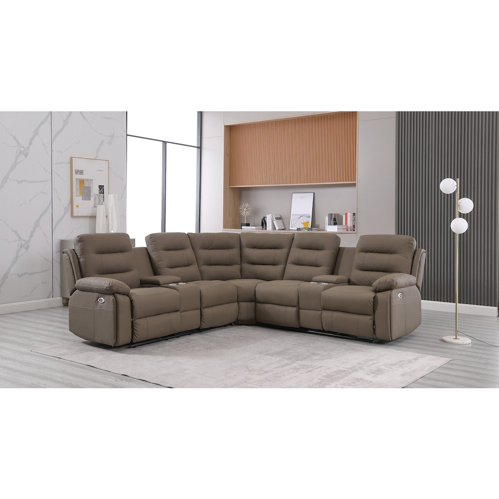 Modern Reclining Sectional Sofa with Cup Holders & Storage. Picture 1