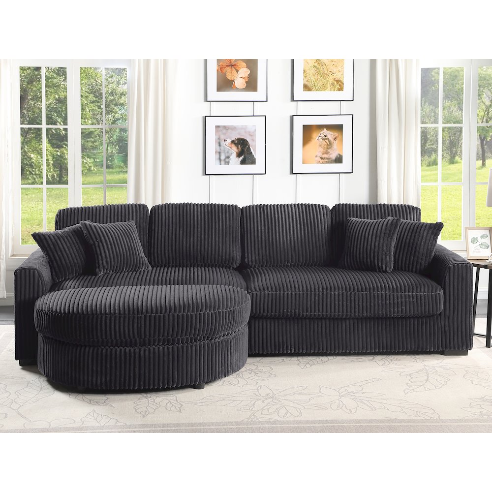 Oversized 111 Inch Wide Corduroy 3pc Sectional. Picture 4