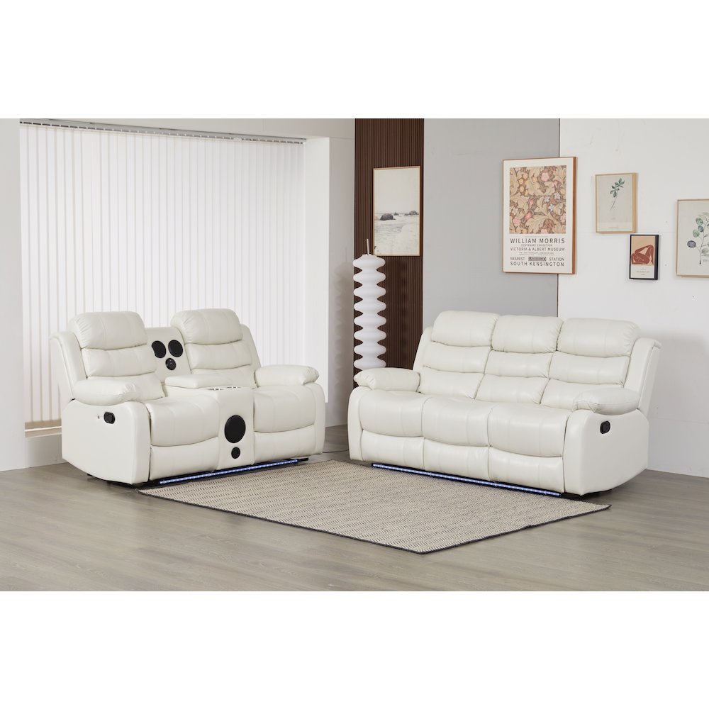 Faux Leather Manual Reclining Sofa Set – 2-Piece Home Theater Seating. Picture 1