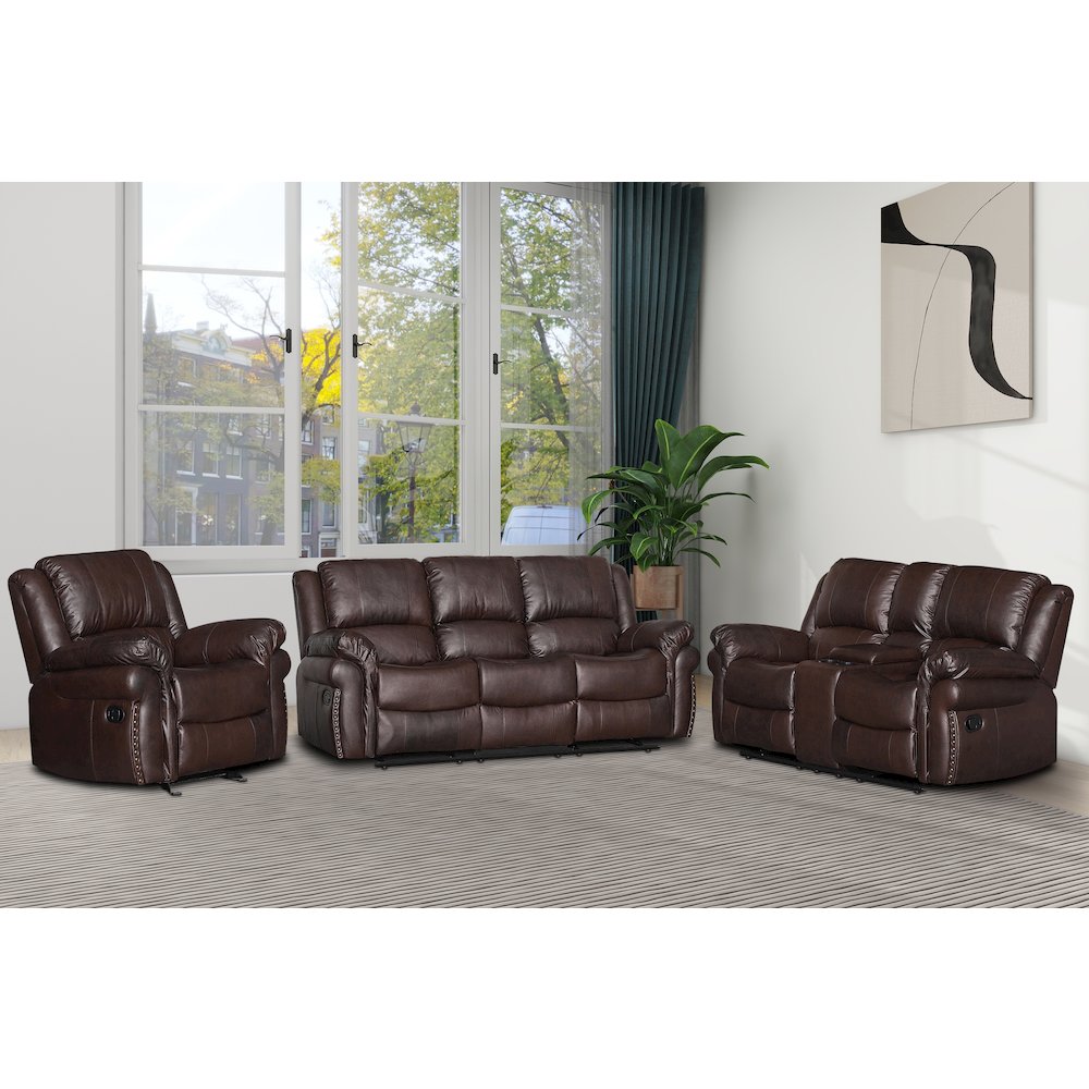 Dontiavion 3-Piece Faux Leather Living Room Set. Picture 1