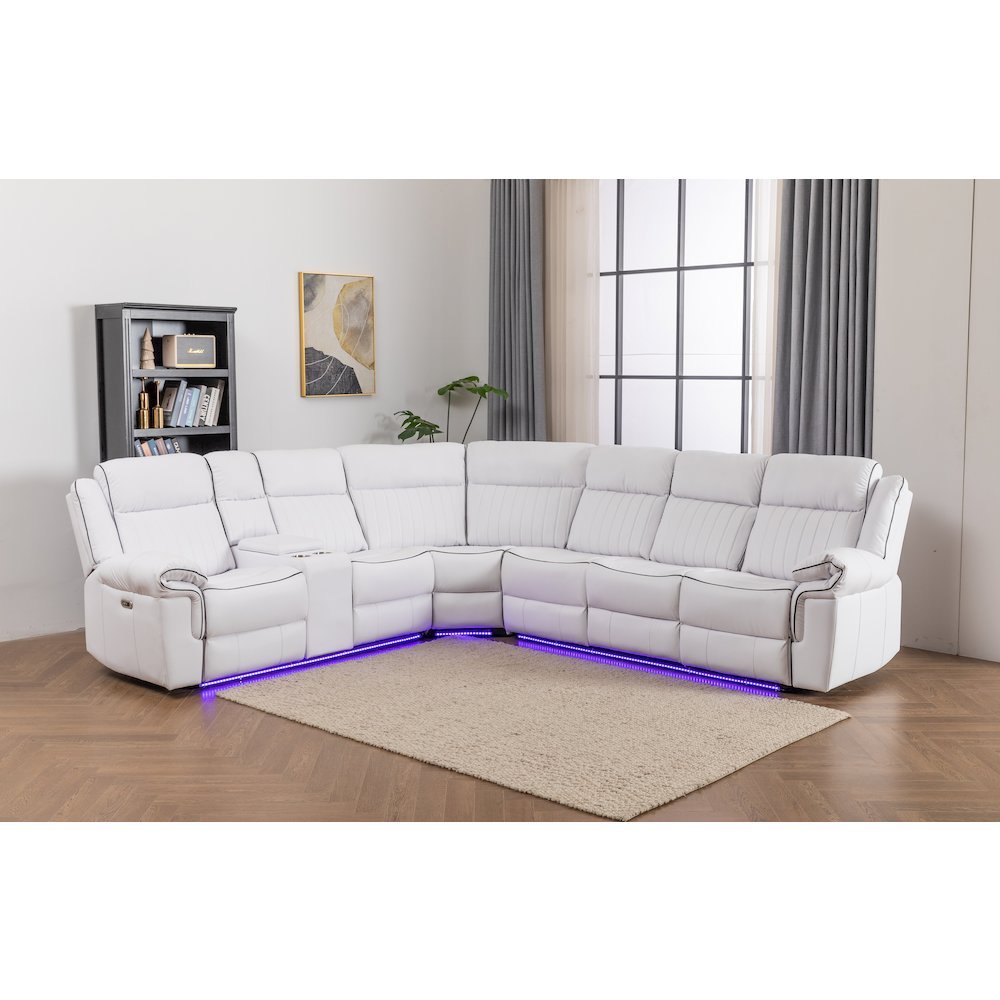 Raonne 3 - Piece Vegan Leather Power Reclining Sectional. Picture 1