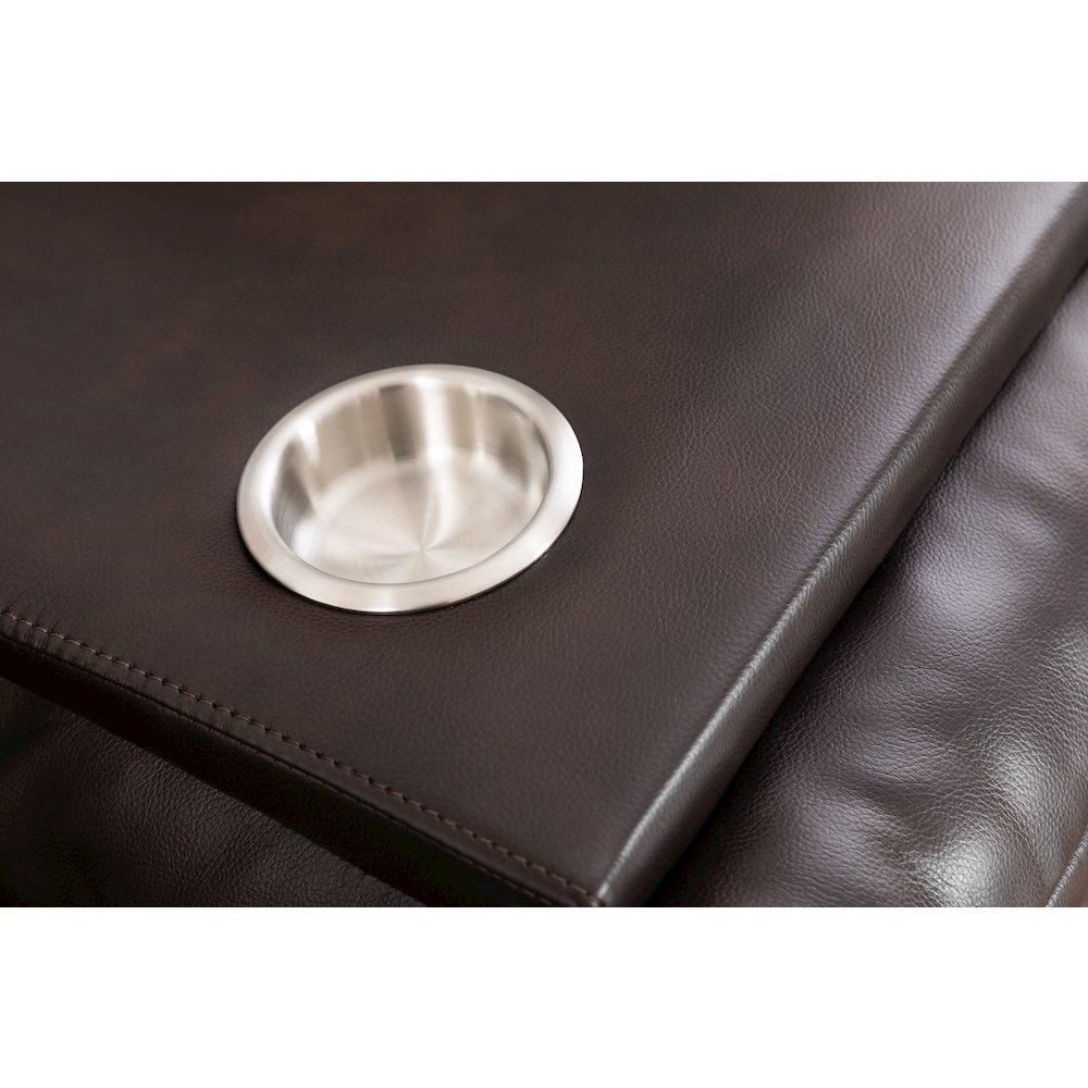 Ilyiano Two Tone Faux Leather Livingroom Reclining Sofa In Brown. Picture 7