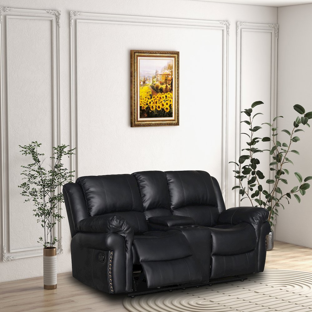 Dontiavion Faux Leather Living Room Loveseat. Picture 2