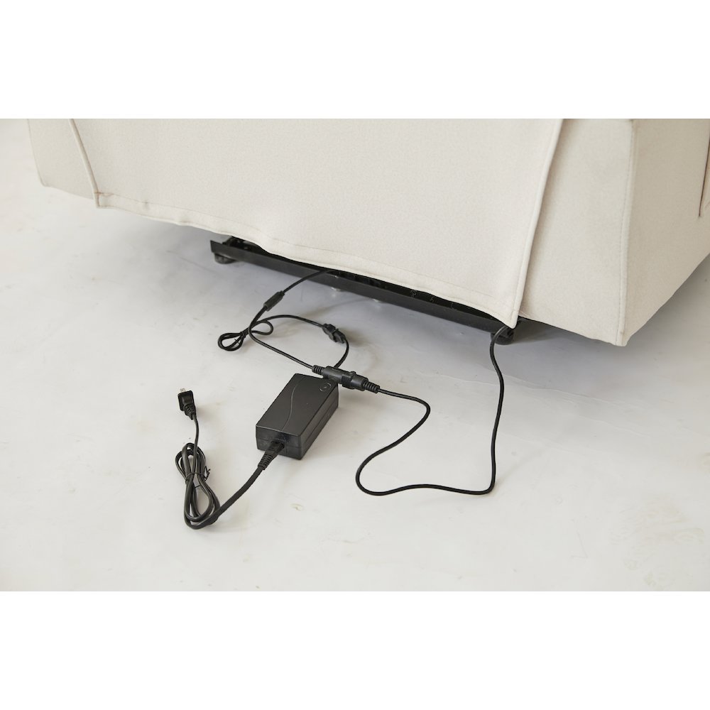 Kingway Adrien Fabric Power Recliner With USB in Beige. Picture 6