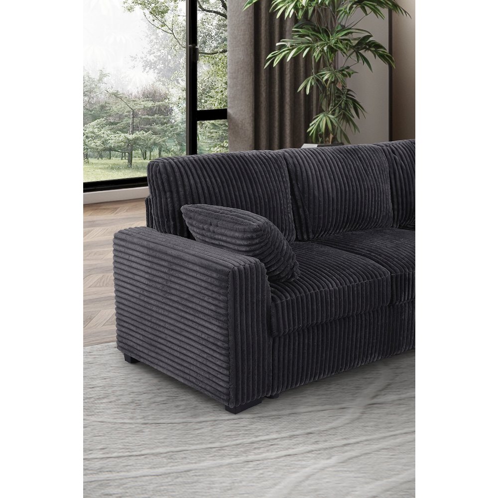 Oversized Upholstered Corduroy Sleeper Sectional Sofa With Storage Chaise. Picture 6