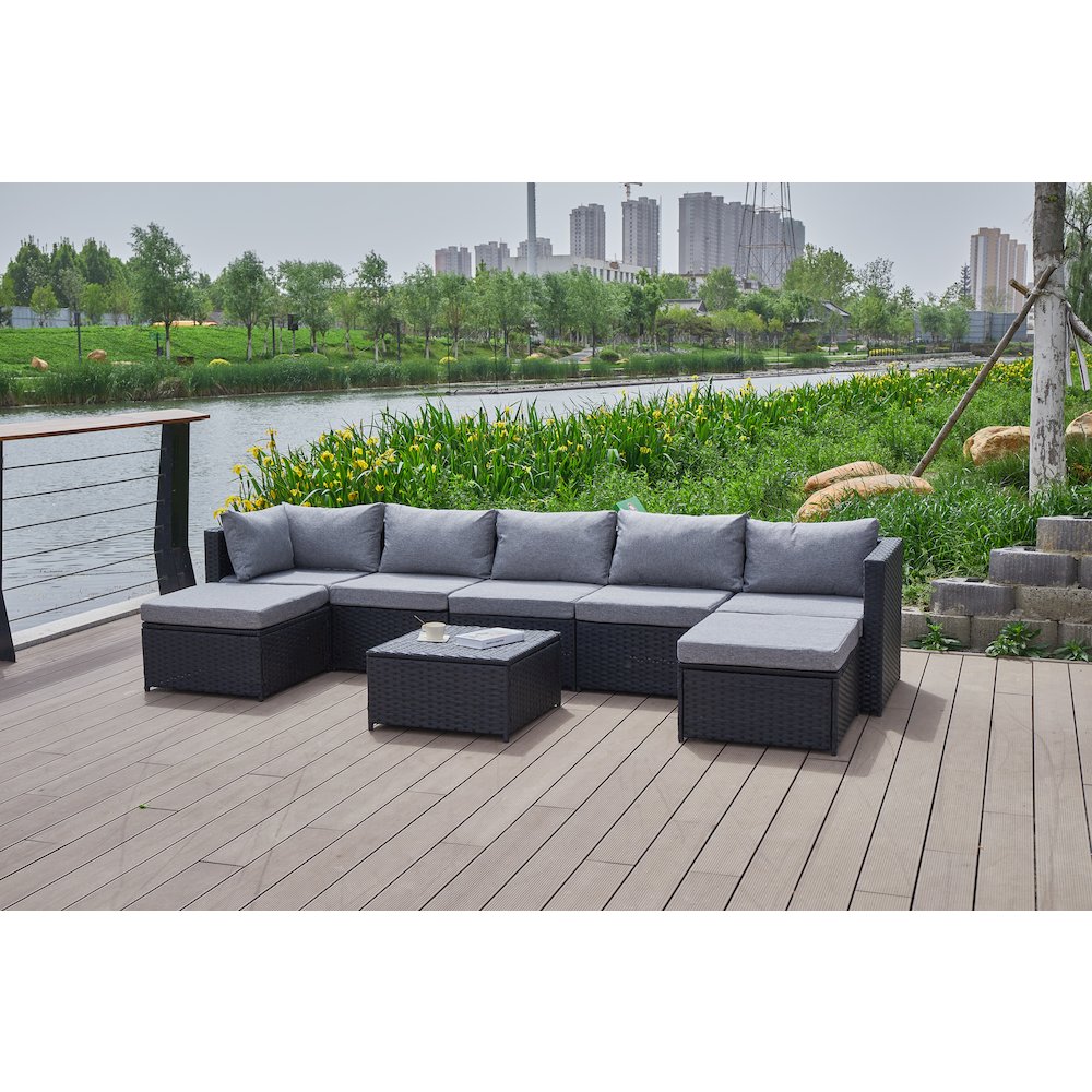 101'' Wicker Outdoor Patio Sectional. Picture 2