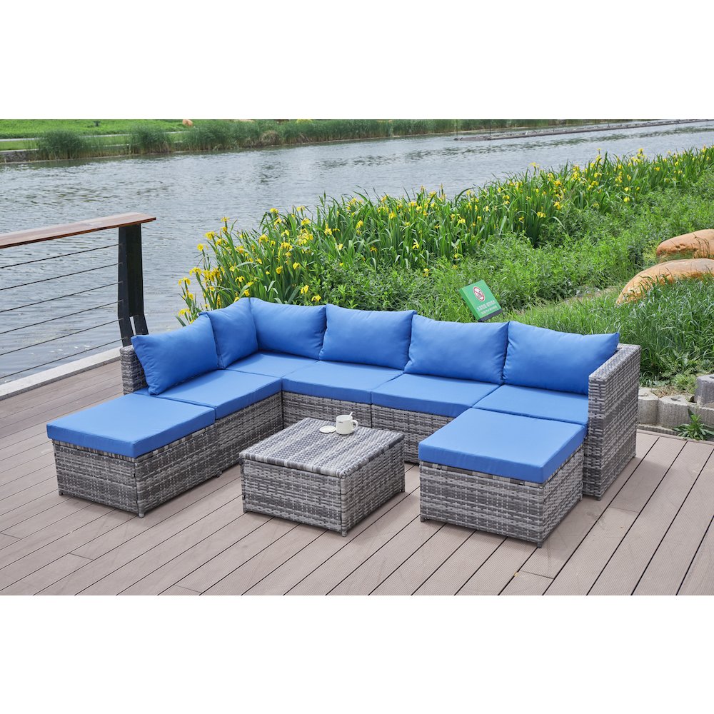 101'' Wicker Outdoor Patio Sectional. Picture 1