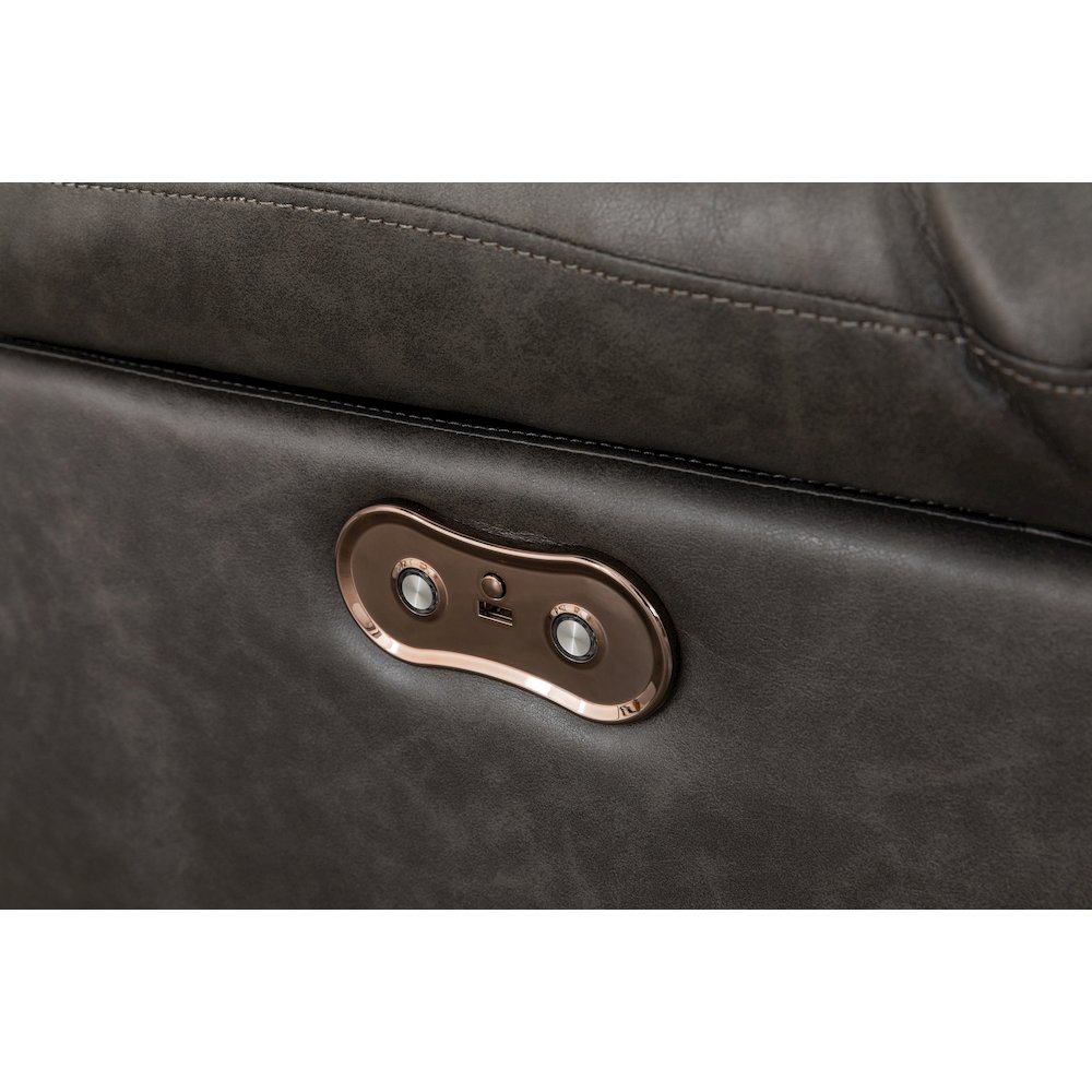 Hathrone Faux Leather Power Reclining Sectional LED USB and SubWoofer In Gray. Picture 4