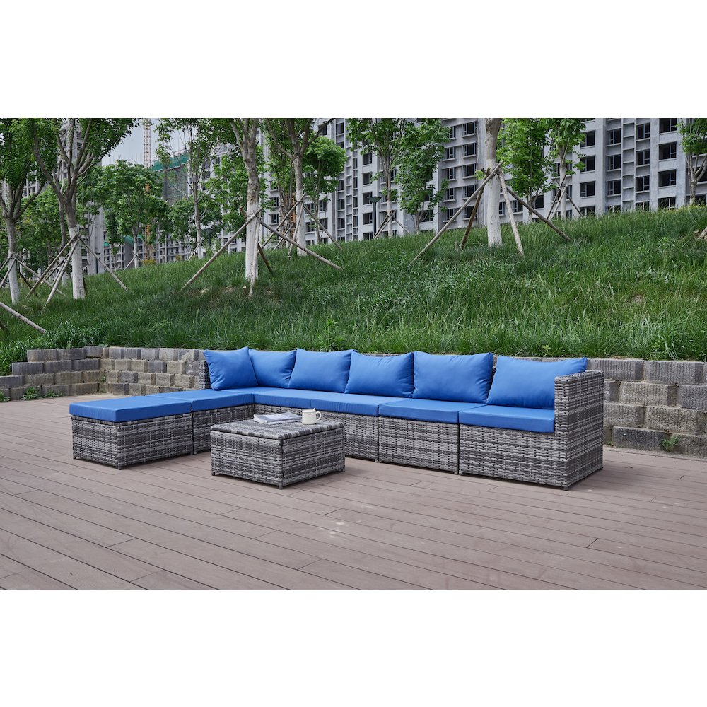 101'' Wicker Outdoor Patio Sectional. Picture 7