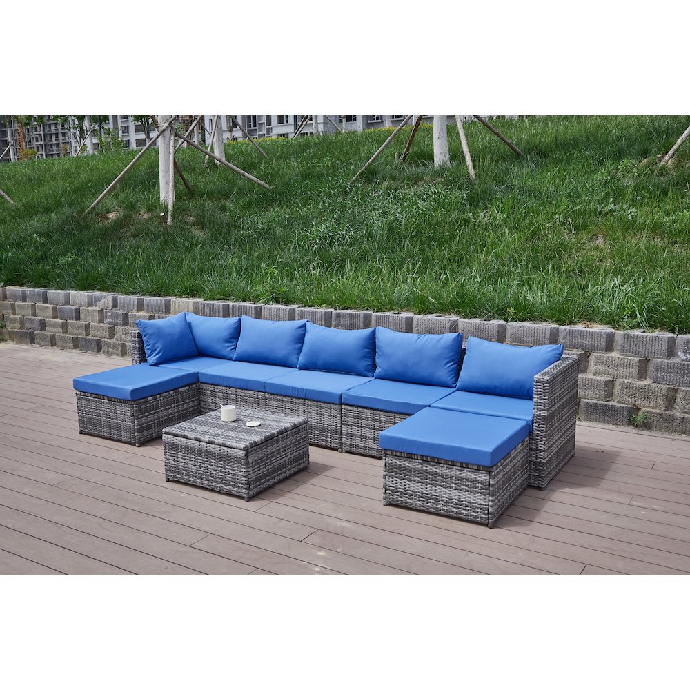 101'' Wicker Outdoor Patio Sectional. Picture 12