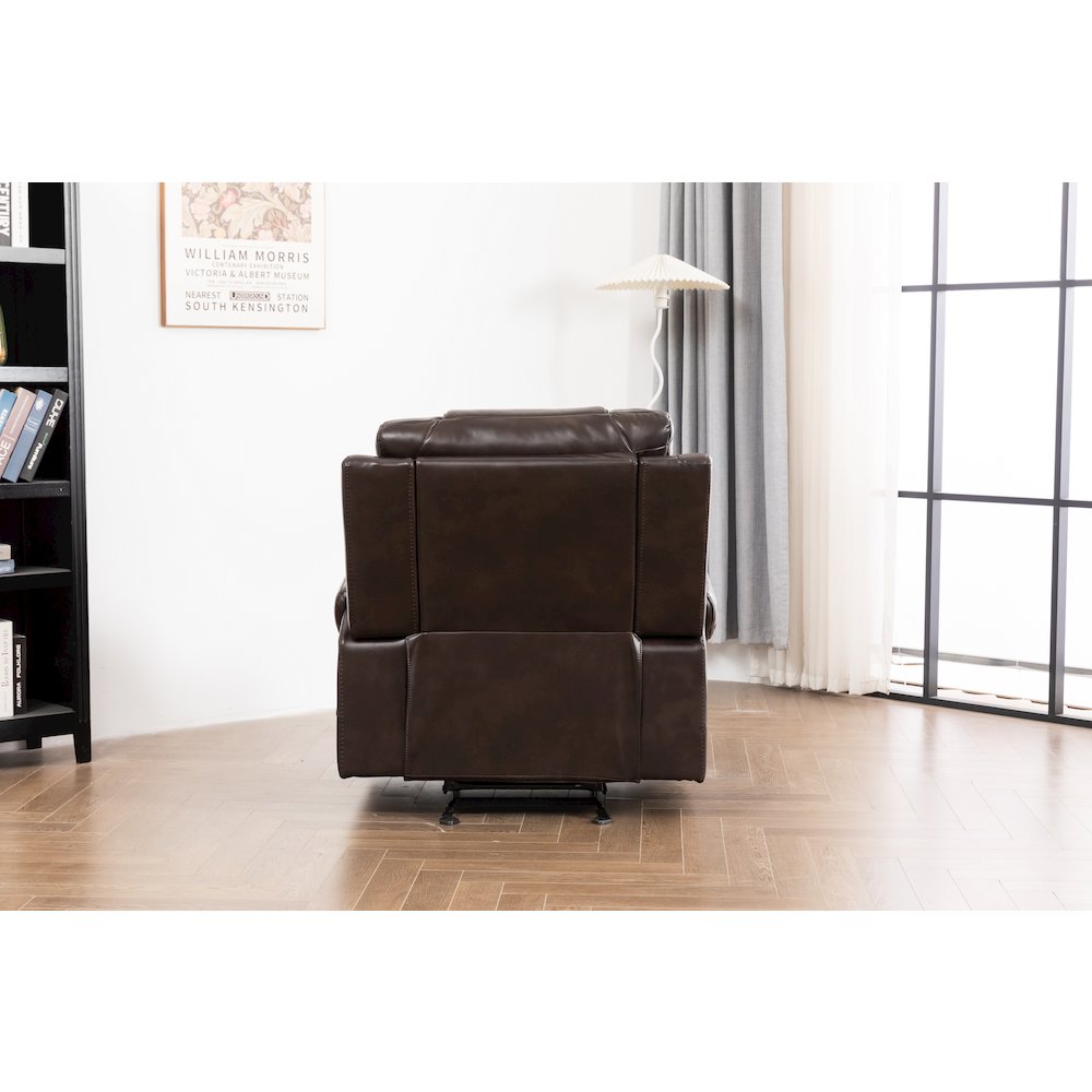 Ilyiano Two Tone Faux Leather Three-PC Livingroom Reclining Set In Brown. Picture 4