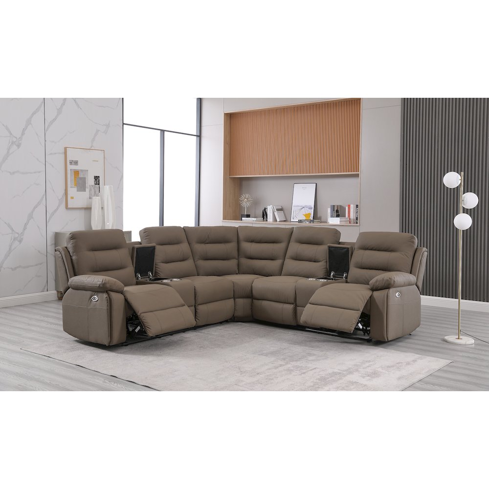 Modern Reclining Sectional Sofa with Cup Holders & Storage. Picture 3