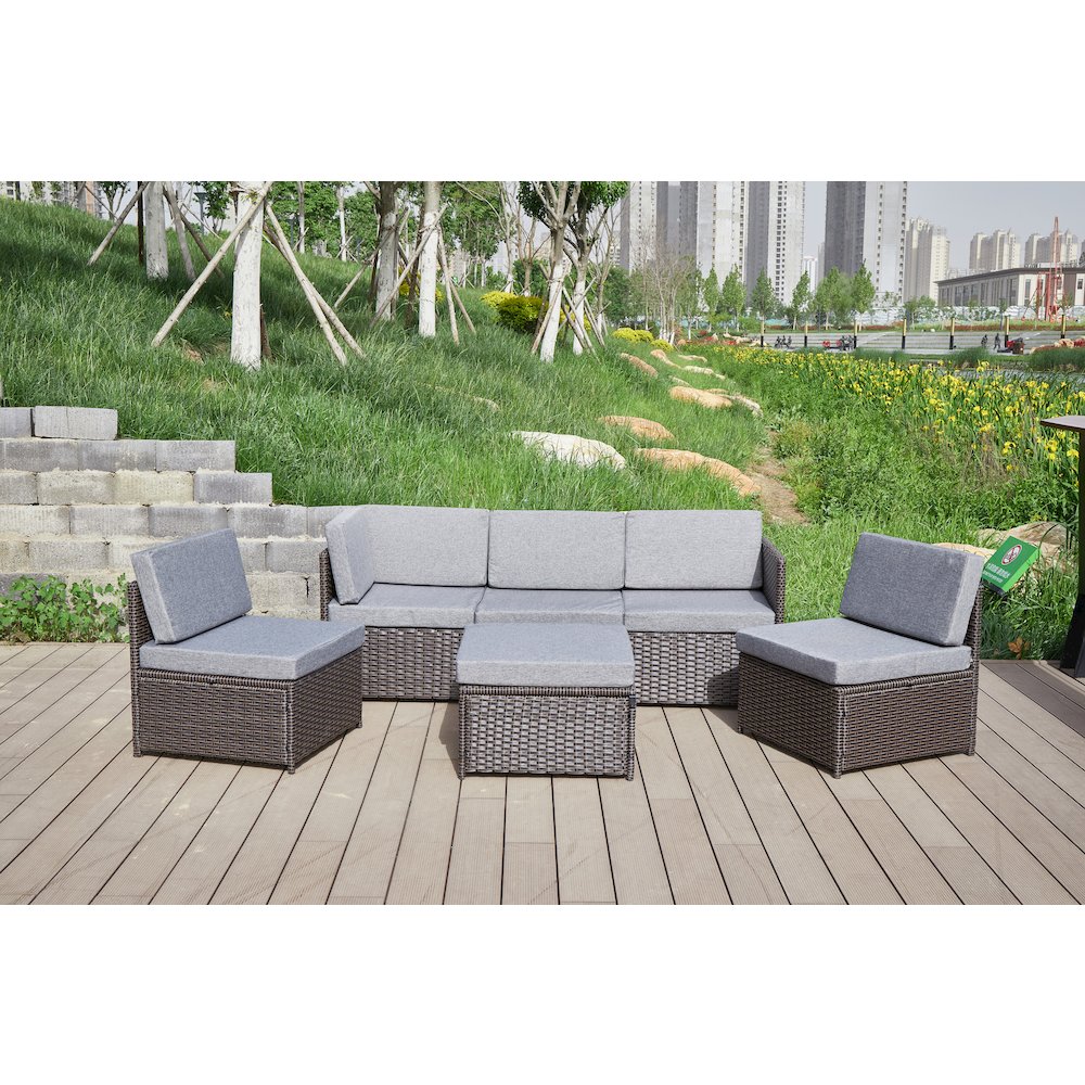 4-Piece Wicker Patio Furniture Sets Outdoor Sectional Sofa Set Sectional. Picture 4