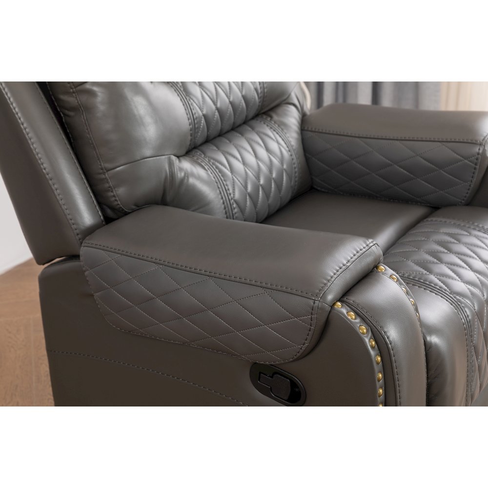 Ilyiano Two Tone Faux Leather Rocker Recliner In Gray. Picture 6