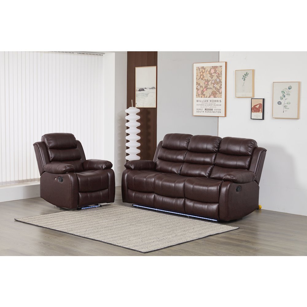 Faux Leather Manual Reclining Sofa Set – 2PC Home Theater Seating. Picture 1