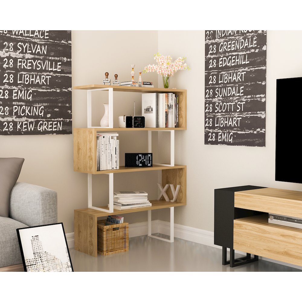 Adriana Bookcase White&Oud Oak. Picture 3