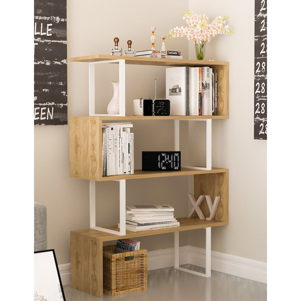 Adriana Bookcase White&Oud Oak. Picture 2