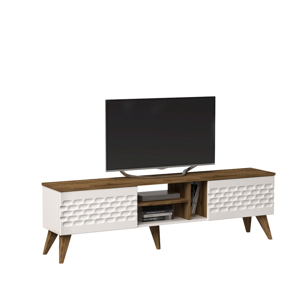 Egg Tv Stand - White & Oud Oak. Picture 1