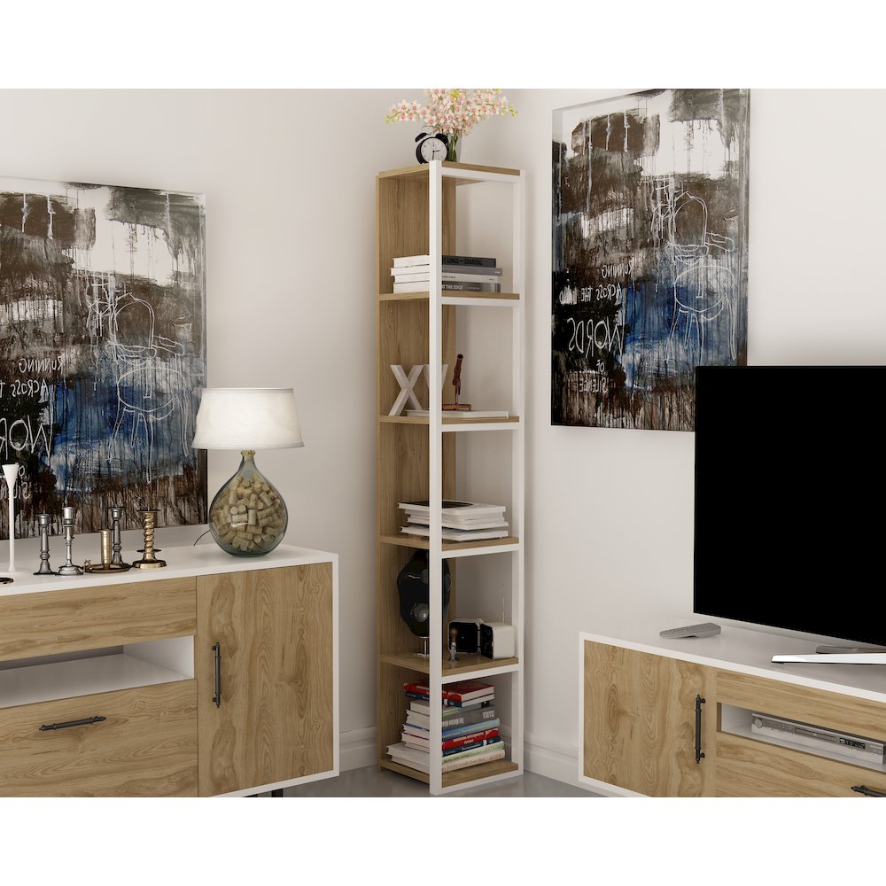 Texas Bookcase  White&Oud Oak. Picture 2