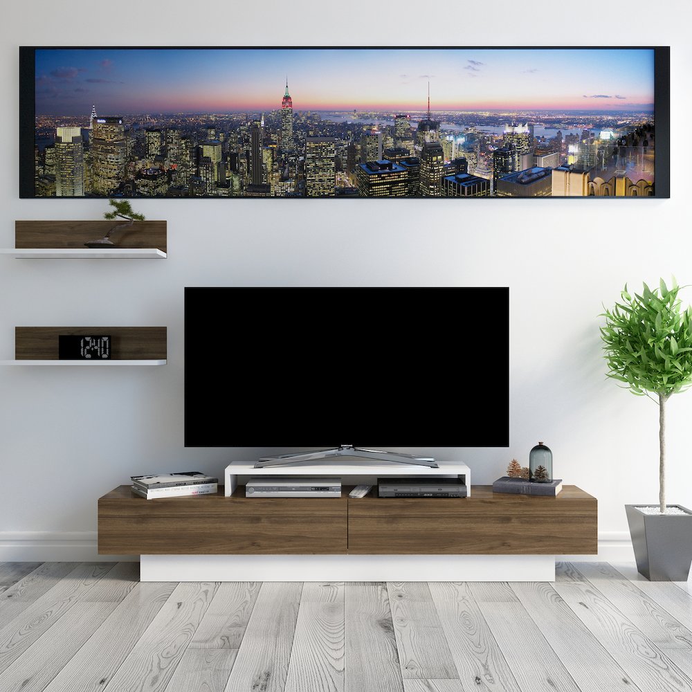 Lusi Tv Stand White&Walnut. Picture 2