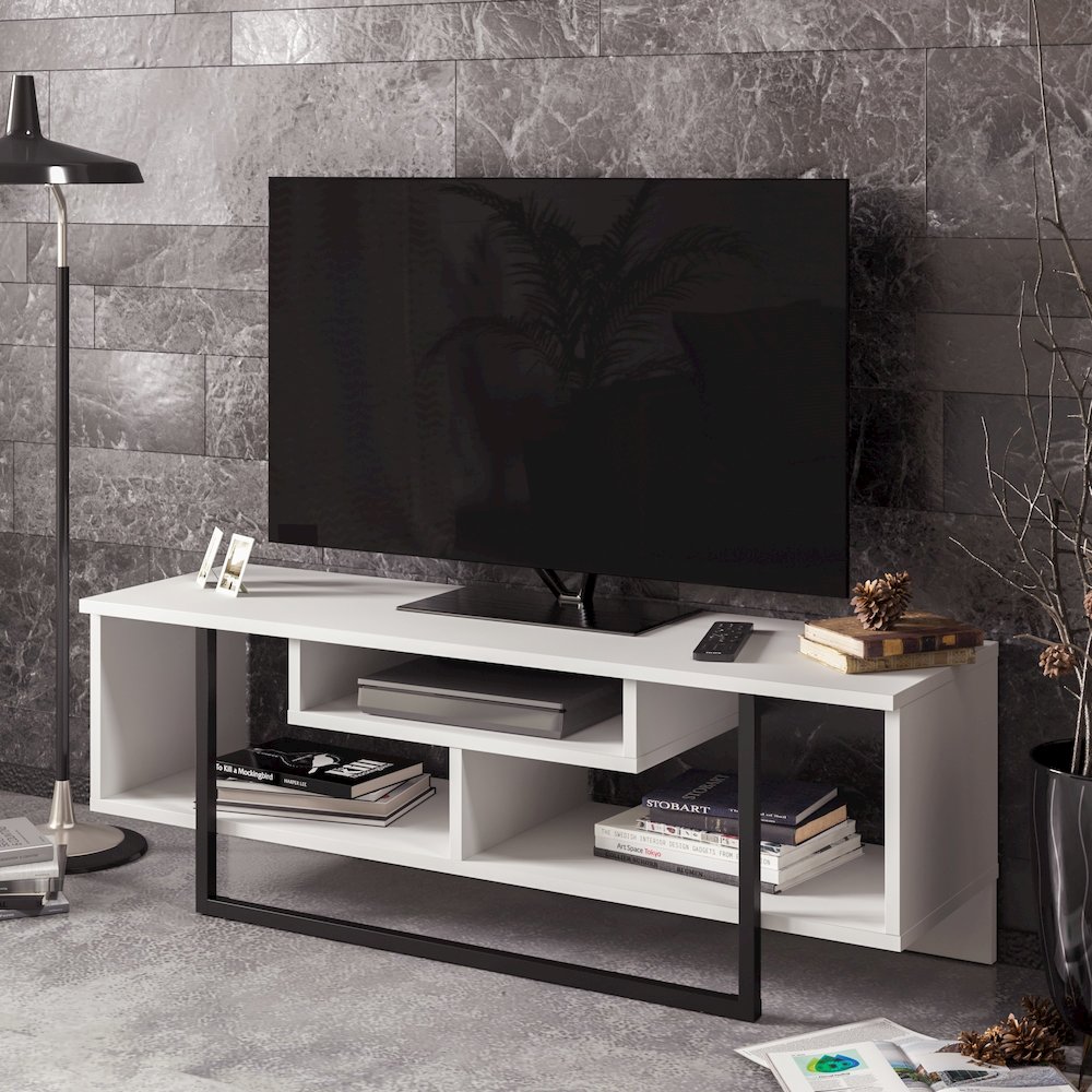Asal 47'' Tv Stand - White & Black. Picture 3