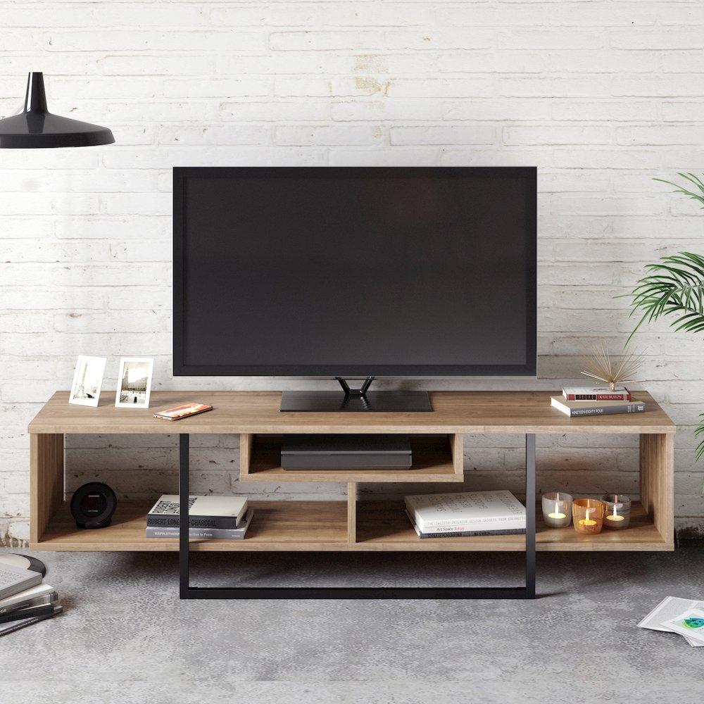Asal 59'' Tv Stand - Walnut & Black. Picture 2