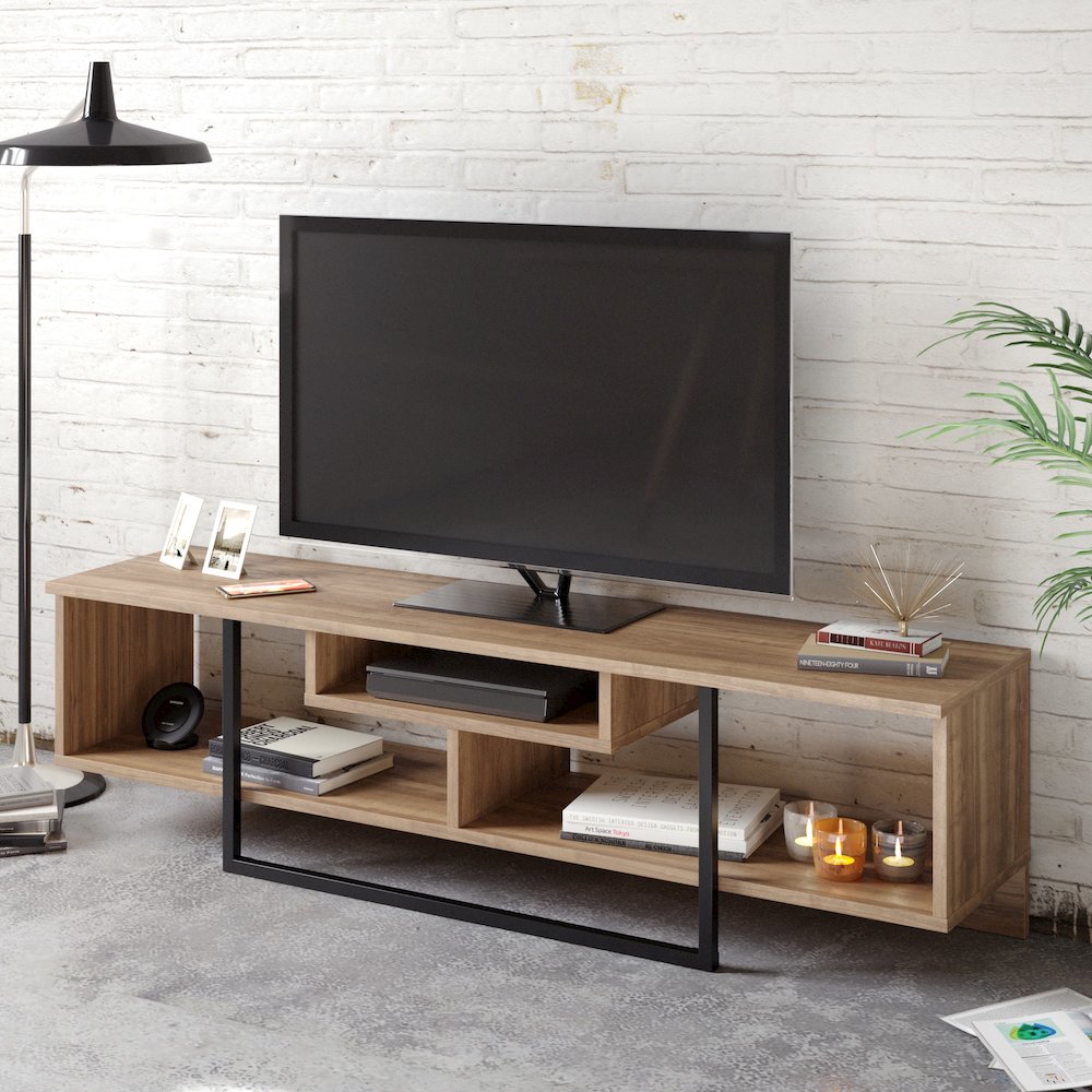 Asal 59'' Tv Stand - Walnut & Black. Picture 3