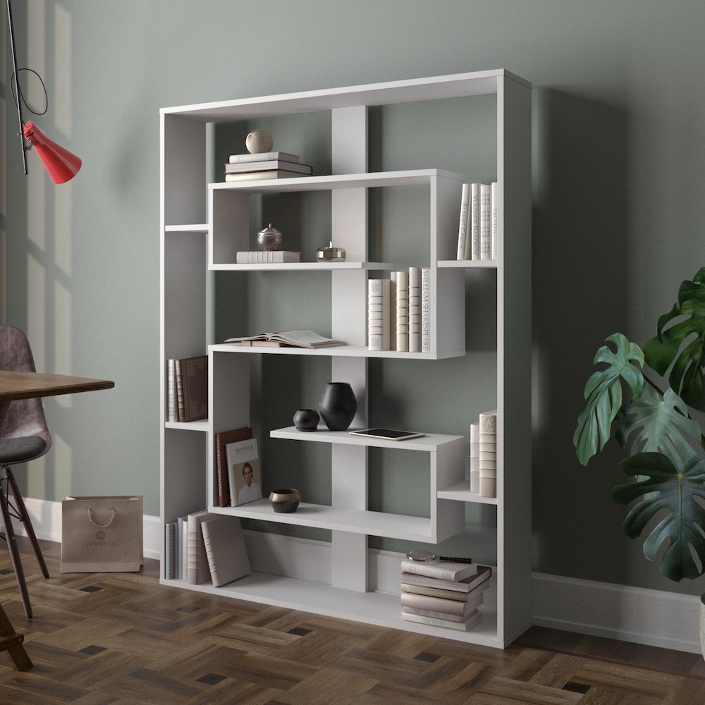 Esteban 61'' Tall Bookcase - White. Picture 3