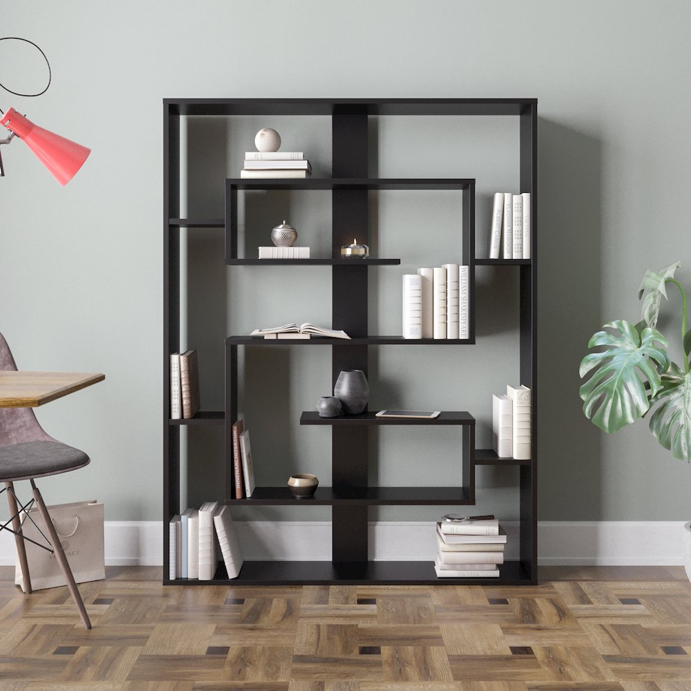 Esteban 61'' Tall Bookcase - Black. Picture 2