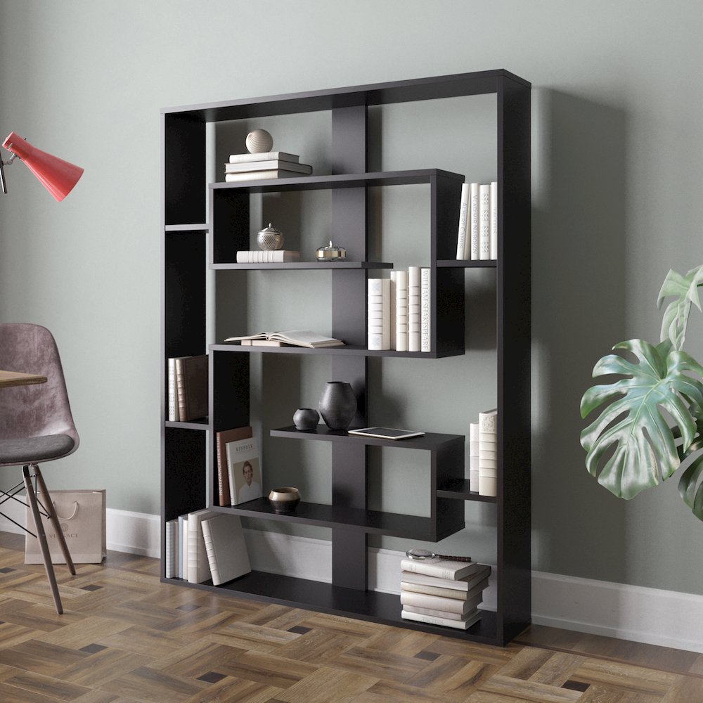 Esteban 61'' Tall Bookcase - Black. Picture 3