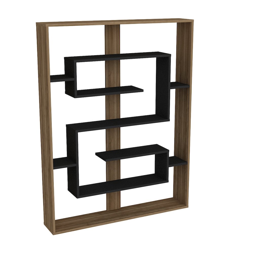 Esteban 61'' Tall Bookcase - Walnut & Black. Picture 1