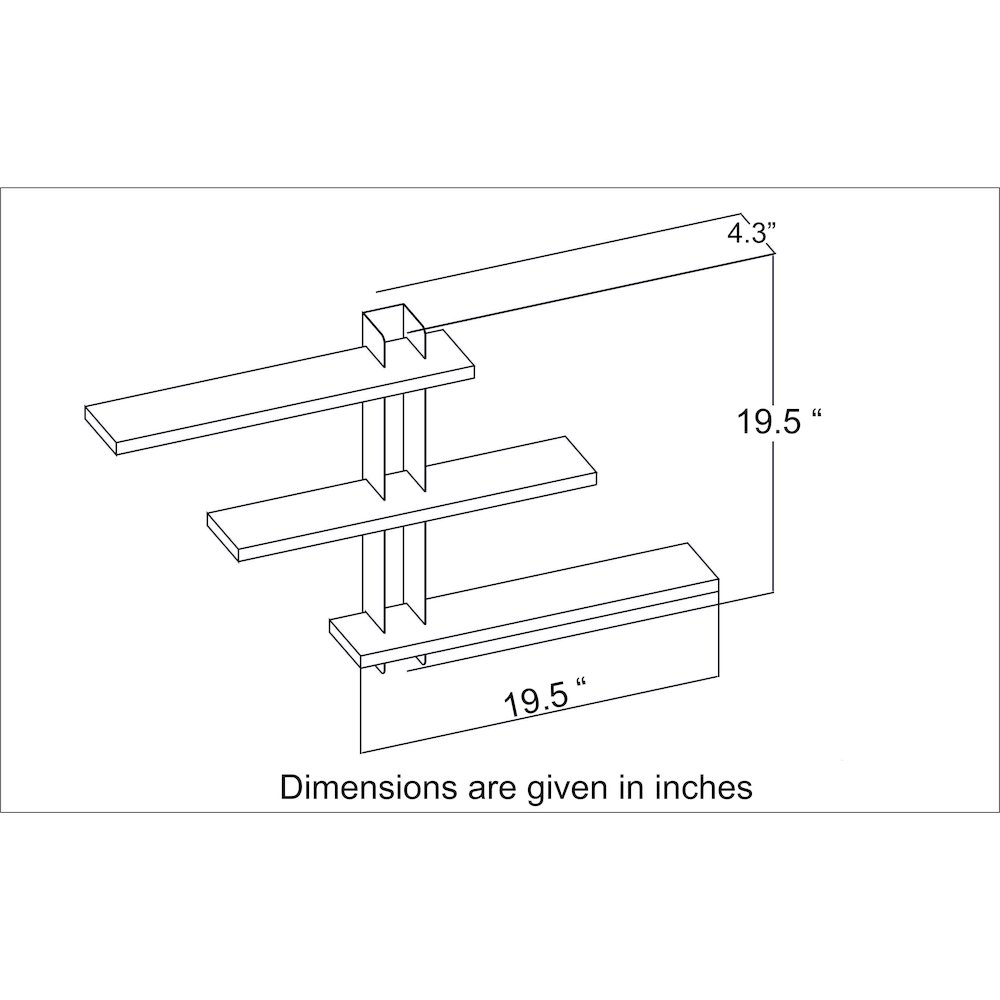 Mita 19'' Adjustable Metal Wood Wall Shelf - White & Black. Picture 6