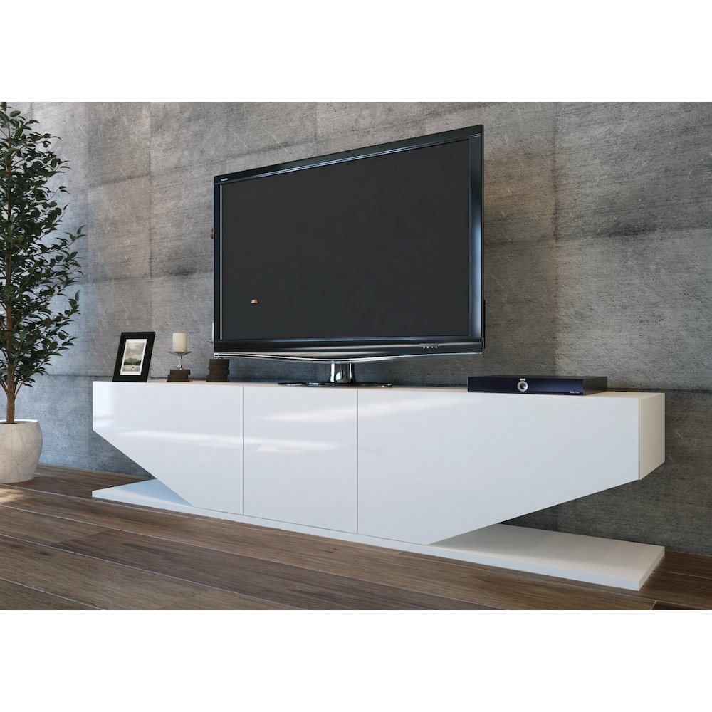 Incia 71'' Tv Stand  - Gloss White. Picture 3